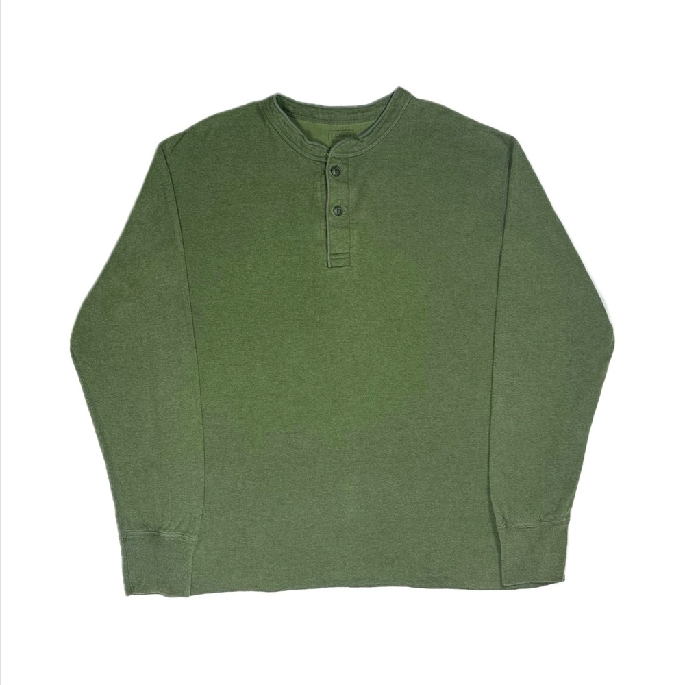 LL Bean green wool blend River Driver Henley longsleeve shirt mens large